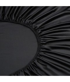 Luofanfei Prześcieradło Satynowe z Gumką 160x200 cm Gładkie Czarne 25-30 cm