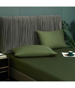 Luofanfei Prześcieradło Satynowe z Gumką 180x200 cm Gładkie Zielone 25-30cm