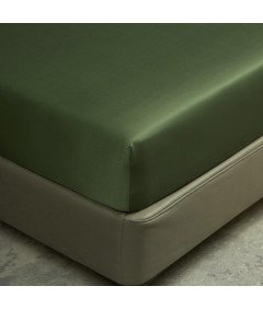 Luofanfei Prześcieradło Satynowe z Gumką 180x200 cm Gładkie Zielone 25-30cm
