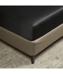 Luofanfei Prześcieradło Satynowe z Gumką 180x200 cm Gładkie Czarne 25-30 cm