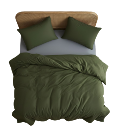 Komplet Pościeli Bawełniana Kołdra 200x220 cm Poduszki 2x 80x80 cm Zielona