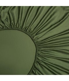 Luofanfei Prześcieradło Satynowe z Gumką 180x200 cm Gładkie Zielone 25-30cm
