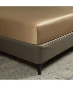 Luofanfei Prześcieradło Satynowe z Gumką 200x200 cm Gładkie Brązowe 25-30cm