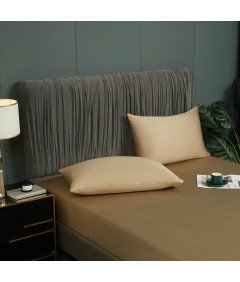 Luofanfei Prześcieradło Satynowe z Gumką 200x200 cm Gładkie Brązowe 25-30cm