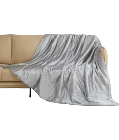 Przytulny Koc Satynowy Narzuta na Łóżko Sofę Kanapę 200x200 cm Szary