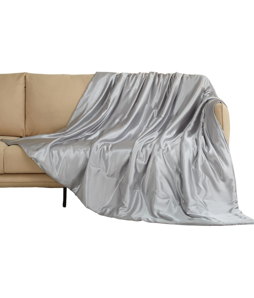 Przytulny Koc Satynowy Narzuta na Łóżko Sofę Kanapę 150x200 cm Szary