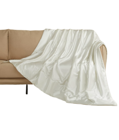 Przytulny Koc Satynowy Narzuta na Łóżko Sofę Kanapę 150x200 cm Biały