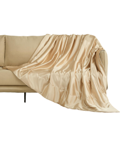 Przytulny Koc Satynowy Narzuta na Łóżko Sofę Kanapę 150x200 cm Beżowy