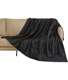 Przytulny Koc Satynowy Narzuta na Łóżko Sofę Kanapę 200x200 cm Czarny