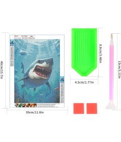 HAEPXYBY 5D DIY komplet za vezenje diamantov 30x40 cm Shark