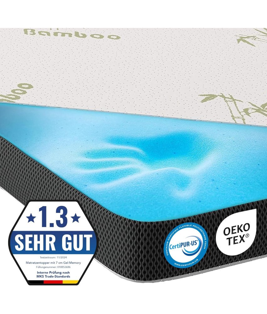 Materac Nawierzchniowy Nakładka 140x200cm Pianka Bambusowa Topper 7cm H2/H3