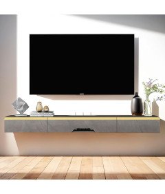 Szafka pod Telewizor TV Komoda Wisząca 120 cm z 3 Drzwiami Elegancka Szara