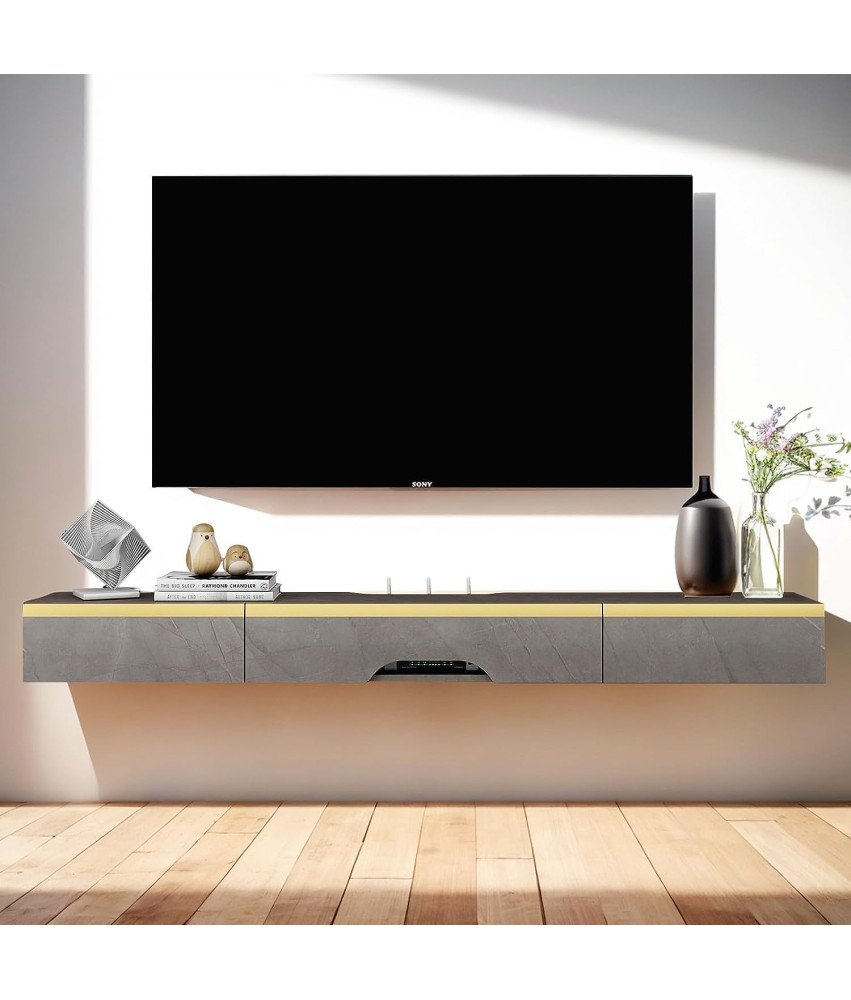 Szafka pod Telewizor TV Komoda Wisząca 120 cm z 3 Drzwiami Elegancka Szara