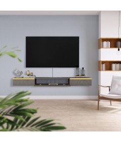 Szafka pod Telewizor TV Komoda Wisząca 120 cm z 3 Drzwiami Elegancka Szara