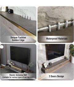 Szafka pod Telewizor TV Komoda Wisząca 120 cm z 3 Drzwiami Elegancka Szara