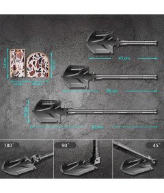 Łopata Kempingowa Survivalowa Wielofunkcyjna 24w1 z Kompasem Składana 83 cm