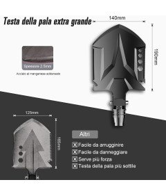 Łopata Kempingowa Survivalowa Wielofunkcyjna 24w1 z Kompasem Składana 83 cm