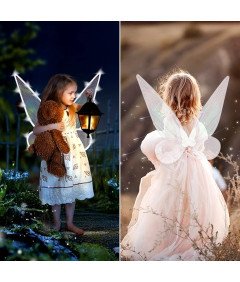 Świecące Skrzydła Wróżki Elfa Motyla LED Przebranie dla Dzieci i Dorosłych