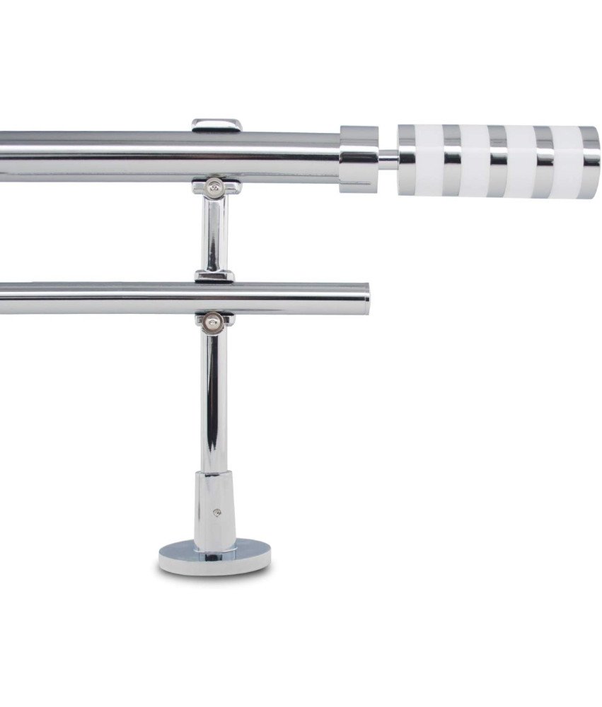 Karnisz Podwójny Regulowany 70-120 cm Średnica 25+28 mm Metalowy Srebrny