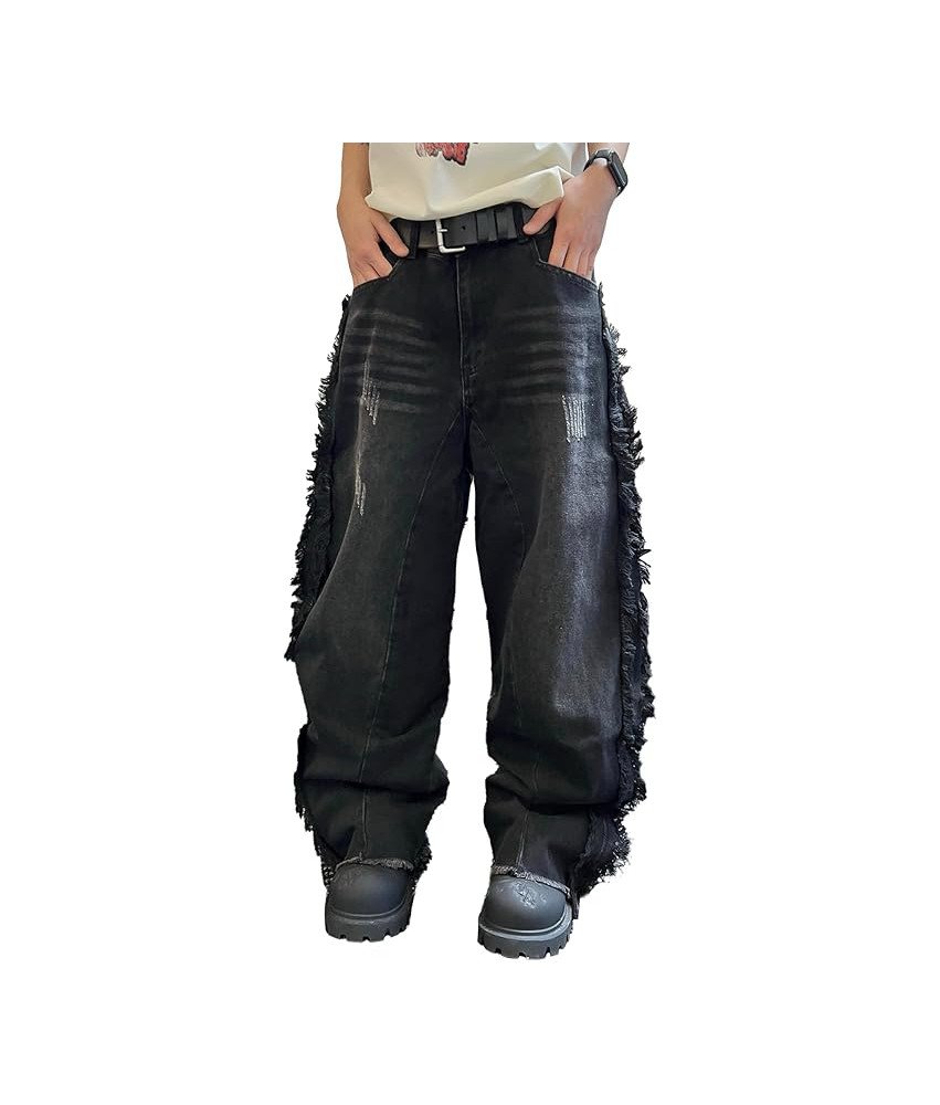 Zewool Męskie Spodnie Baggy Jeansowe Y2k Hip Hop Luźne Oversize Czarne S