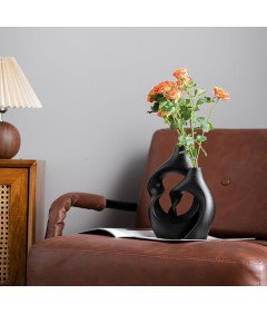 ZMARKRAFT Ceramiczny Wazon Zestaw 2-Częściowy Nowoczesny Czarny 20 cm