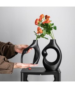 ZMARKRAFT Ceramiczny Wazon Zestaw 2-Częściowy Nowoczesny Czarny 20 cm