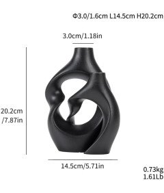 ZMARKRAFT Ceramiczny Wazon Zestaw 2-Częściowy Nowoczesny Czarny 20 cm