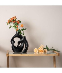 ZMARKRAFT Ceramiczny Wazon Zestaw 2-Częściowy Nowoczesny Czarny 20 cm