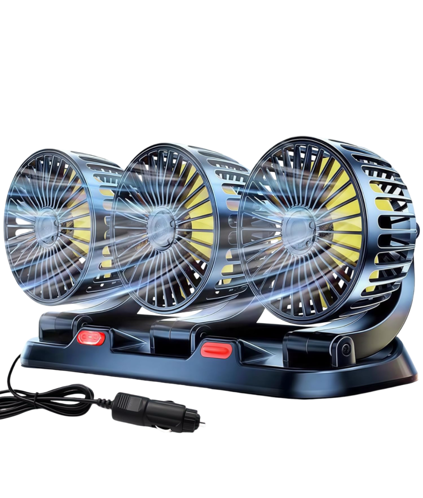 Wentylator Samochodowy Wiatrak Obrotowy Potrójny z 3 Wiatrakami 12 V