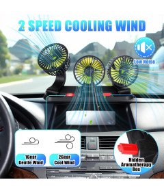 Wentylator Samochodowy Wiatrak Obrotowy Potrójny z 3 Wiatrakami 12 V