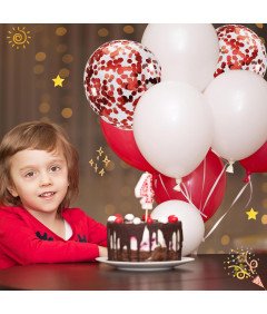 Balony Lateksowe Zestaw 30 Sztuk Balonów Czerwone Białe Transparentne