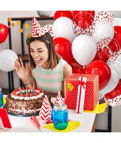 Balony Lateksowe Zestaw 30 Sztuk Balonów Czerwone Białe Transparentne