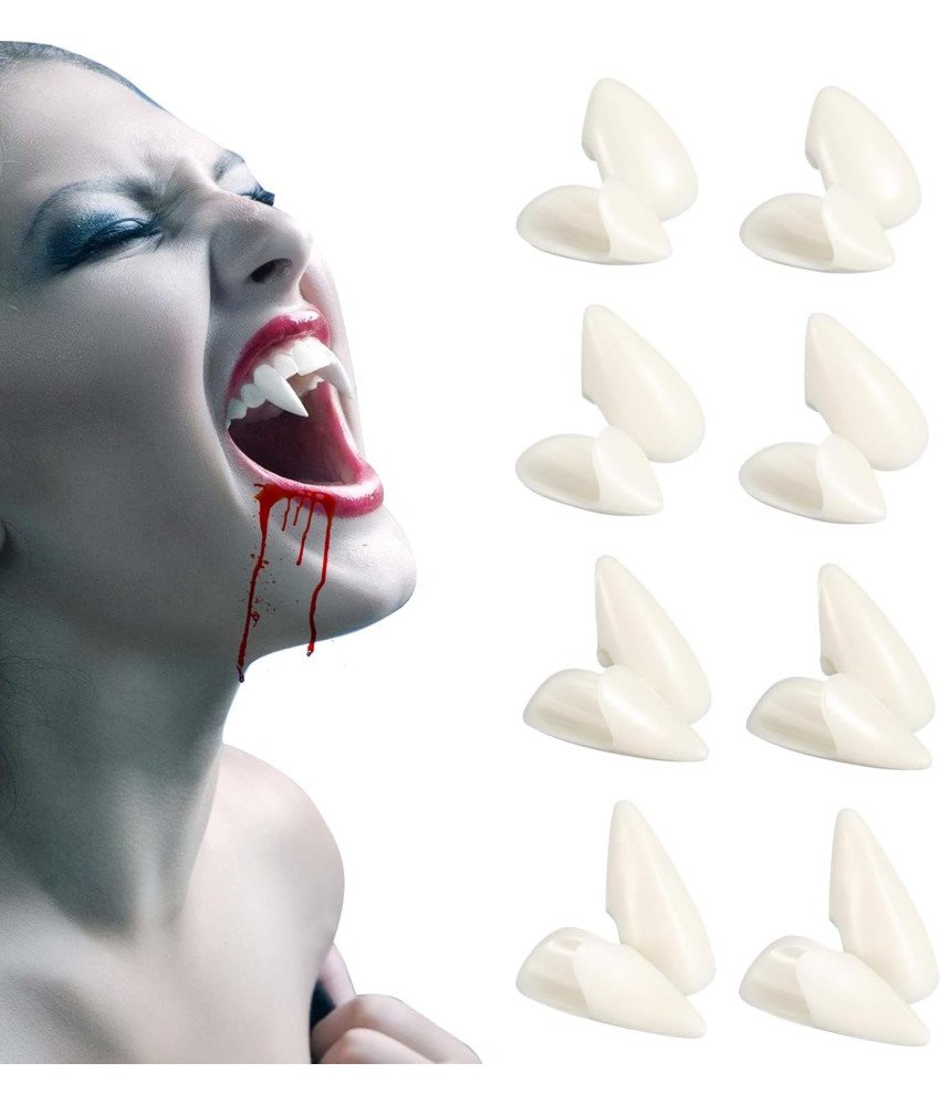 Zęby Wampira Sztuczne Kły Drakula Przebranie Halloween 8 Par 4 Rozmiary