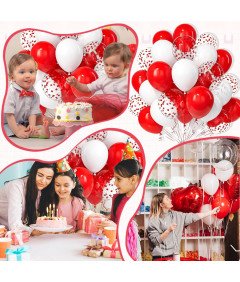 Balony Lateksowe Zestaw 30 Sztuk Balonów Czerwone Białe Transparentne