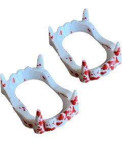 Zęby Wampira Kły Sztuczna Szczęka Drakula Przebranie na Halloween 2 Sztuki