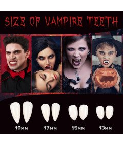 Zęby Wampira Sztuczne Kły Drakula Przebranie Halloween 8 Par 4 Rozmiary