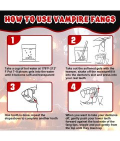 Zęby Wampira Sztuczne Kły Świecące w Ciemności Drakula Halloween 3 Pary