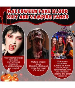 Zęby Wampira Sztuczne Kły Świecące w Ciemności Drakula Halloween 3 Pary