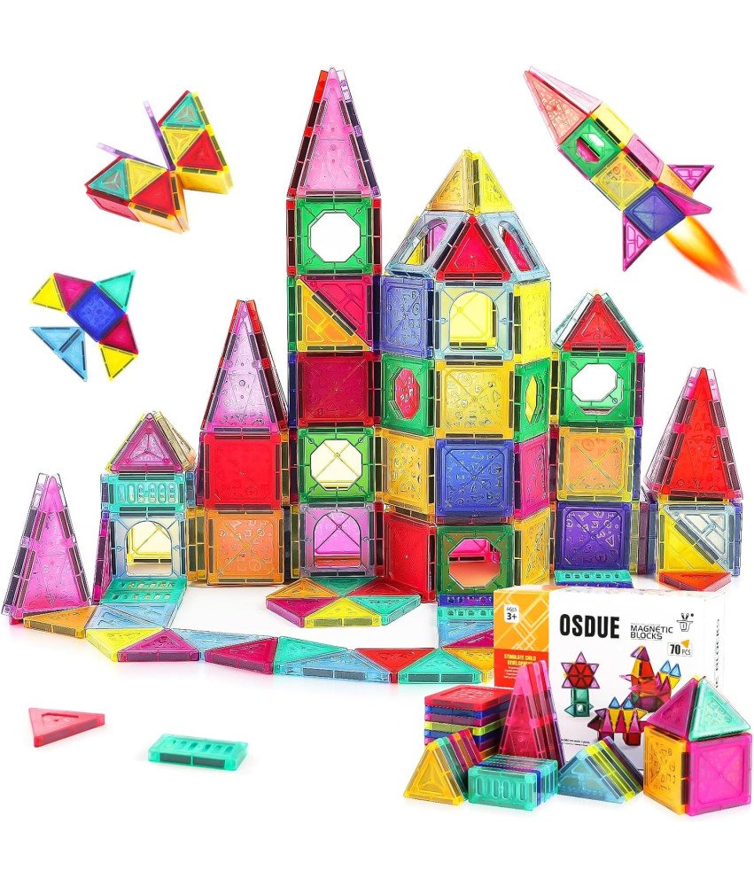 Klocki Magnetyczne Konstrukcyjne Zestaw 70 Elementów Edukacyjne Zabawki