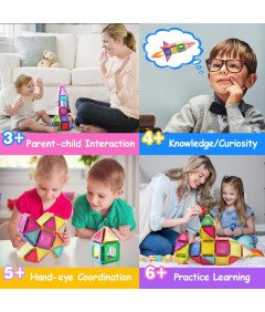 Klocki Magnetyczne Konstrukcyjne Zestaw 70 Elementów Edukacyjne Zabawki