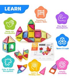 Klocki Magnetyczne Konstrukcyjne Zestaw 70 Elementów Edukacyjne Zabawki