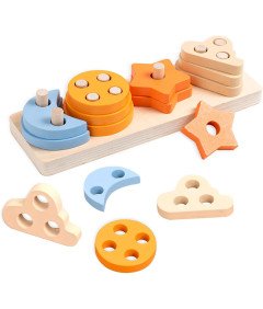 Drewniana Zabawka Sensoryczna Montessori Edukacyjna Układanka Sorter