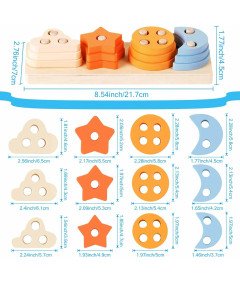 Drewniana Zabawka Sensoryczna Montessori Edukacyjna Układanka Sorter