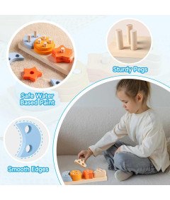 Drewniana Zabawka Sensoryczna Montessori Edukacyjna Układanka Sorter