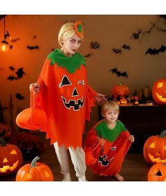 Kobiecy Kostium Dyni na Halloween Strój Akcesoria Peleryna Opaska Torba
