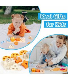 Drewniana Zabawka Sensoryczna Montessori Edukacyjna Układanka Sorter