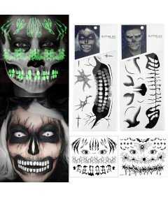 Tatuaże Na Twarz na Halloween Zestaw 4 Arkusze Tatuaż Tymczasowy