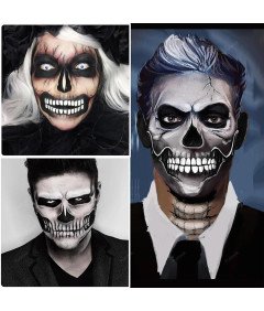 Tatuaże Na Twarz na Halloween Zestaw 4 Arkusze Tatuaż Tymczasowy