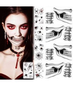 Tatuaże Na Twarz na Halloween Zestaw 9 Arkuszy Tatuaż Tymczasowy