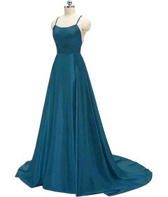 Elegancka Suknia Balowa Satynowa Wieczorowa Ślubna dla Druhny Turkusowa M